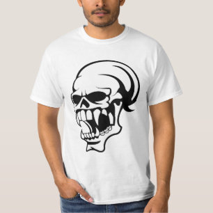Camiseta de impresión en negro y blanco de cráneo 
