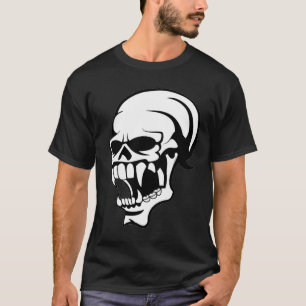 Camiseta de impresión en negro y blanco de cráneo 
