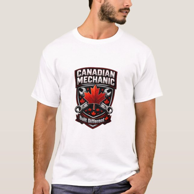 Camiseta de insignia de mecánico canadiense constr (Anverso)