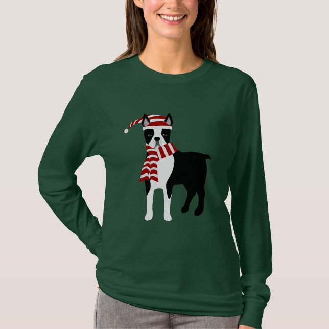 Camiseta de invierno de Boston Terrier (Anverso)