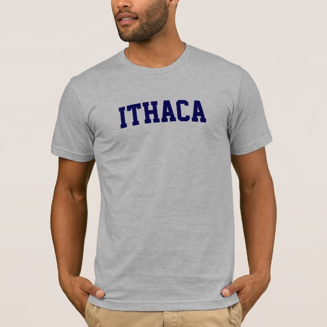 Camiseta de Ithaca en grises brezos con los azules (Anverso)
