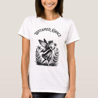 Camiseta de jardín de hadas en blanco y negro