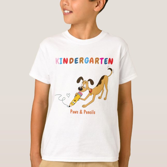 Camiseta de jardín de infancia Perro y Lápiz (Anverso)
