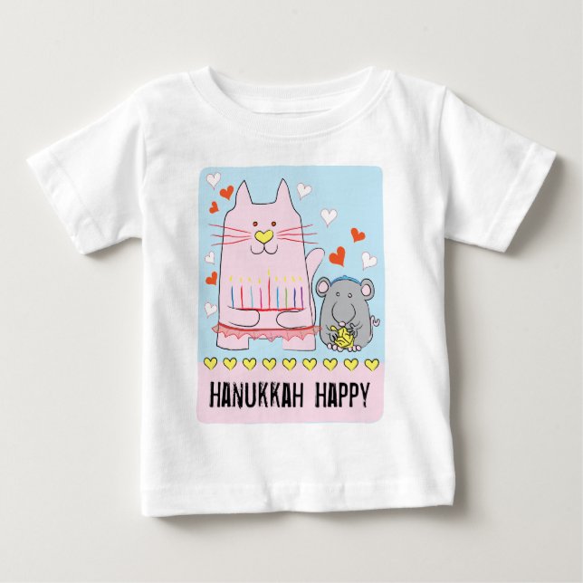 Camiseta de Jersey de Hanukkah Baby Gato y Ratón (Anverso)
