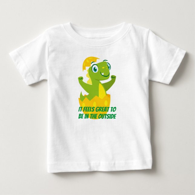 Camiseta de Jersey Fina para bebé de pollito Dino (Anverso)
