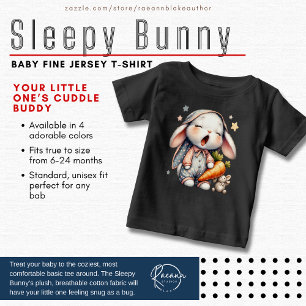 Camiseta de jersey suave para bebé Bunny dormilón