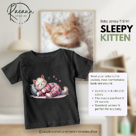 Camiseta de jersey suave para bebé Gatito dormilón