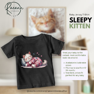 Camiseta de jersey suave para bebé Gatito dormilón