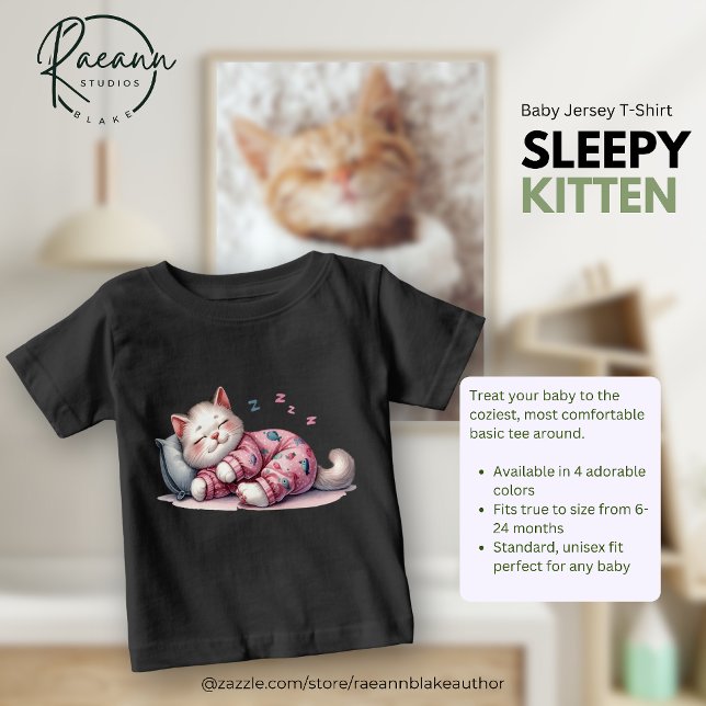 Camiseta de jersey suave para bebé Gatito dormilón (Subido por el creador)