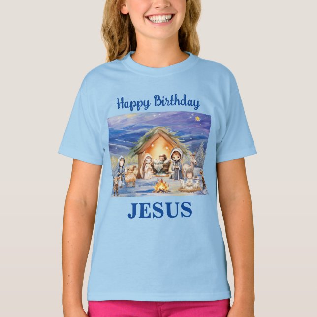 Camiseta de Jesús de cumpleaños feliz (Anverso)