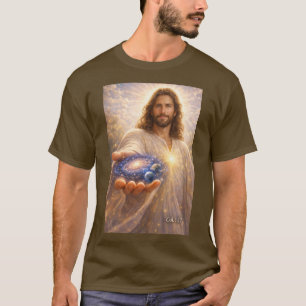 Camiseta de Jesús sosteniendo el universo en Sus m