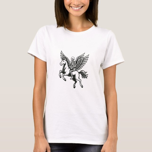 Camiseta de Jinete Esqueleto en Caballo Alado (Anverso)