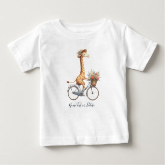 Camiseta de jirafa en bicicleta