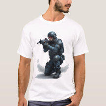 Camiseta de jugador de FPS con casco táctico