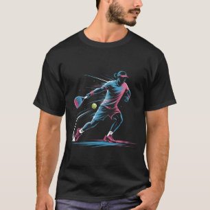 Camiseta de jugador de pádel retro neon, estilo añ