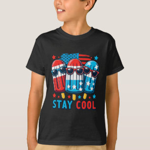 Camiseta De Julio Bandera Patriótica Estadounidense Hielo P