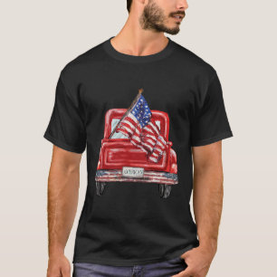 Camiseta De Julio Camión Rojo Bandera Estadounidense Día De