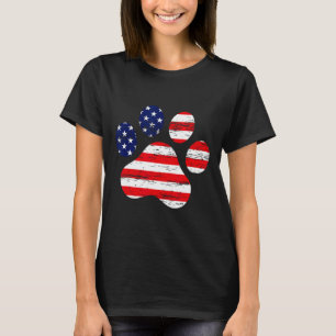 Camiseta De Julio Cute Dog Paw Independencia De La Bandera 