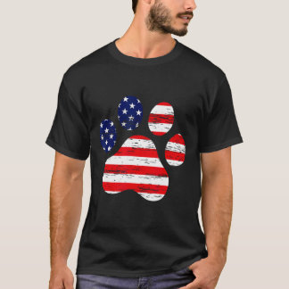 Camiseta De Julio Cute Dog Paw Independencia De La Bandera