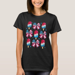 Camiseta De Julio Cute Popsicle Bows Mujeres Patrióticas Ni
