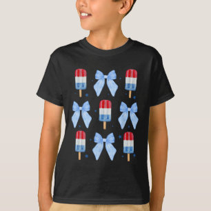 Camiseta De Julio Cute Popsicle Bows Mujeres Patrióticas Ni