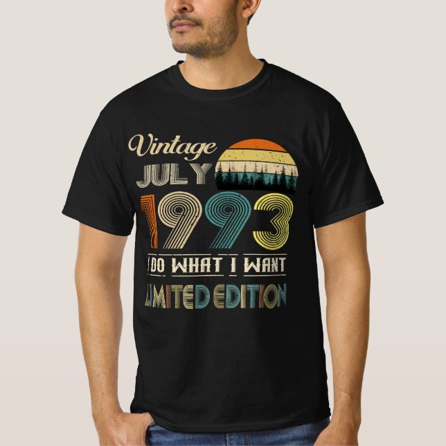 Camiseta de julio de 1993 - Cumpleaños estilo retr (Anverso)