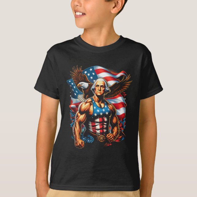 Camiseta De Julio Funny Patriótico George Washington 4 de J (Anverso)