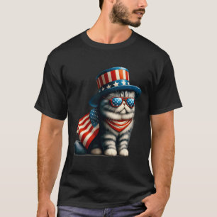 Camiseta De Julio Gato Bandera Americana Gato Lover Índice