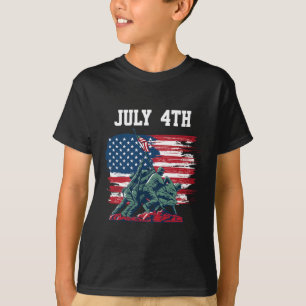 Camiseta De Julio Hombres Ee.Uu. Bandera Estadounidense Niñ