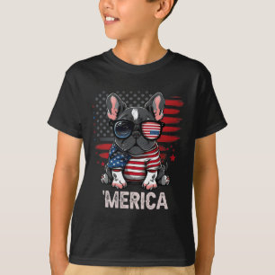 Camiseta De Julio Patriótico Frenchie Dog Merica