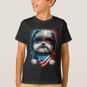 Camiseta De Julio Patriótico Habanés Perro Uu Bandera