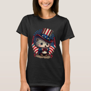 Camiseta De Julio Patriótico Hedgehog Bandera Estadounidens