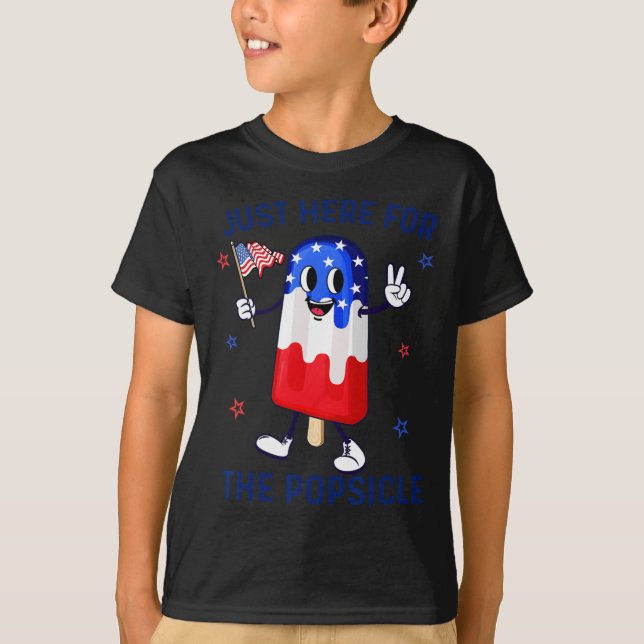 Camiseta De Julio Popsicle Bandera Estadounidense Niños Pat (Anverso)