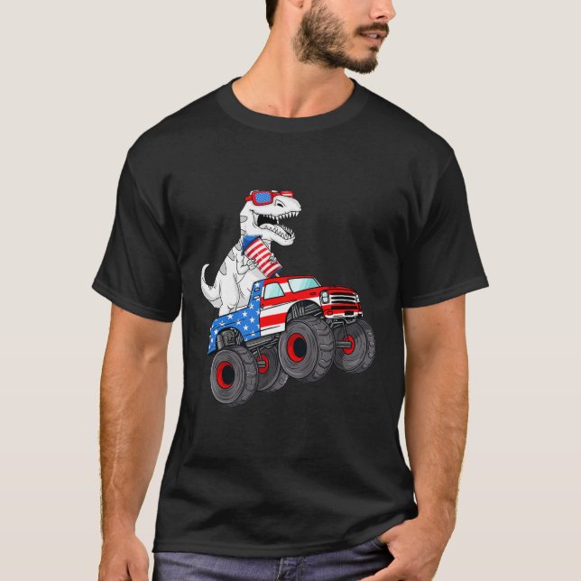 Camiseta De Julio T Rex Dino Trex Dinosaurio Monster Truck  (Anverso)