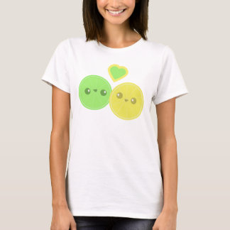 Camiseta de Kawaii del corazón de la cal del limón