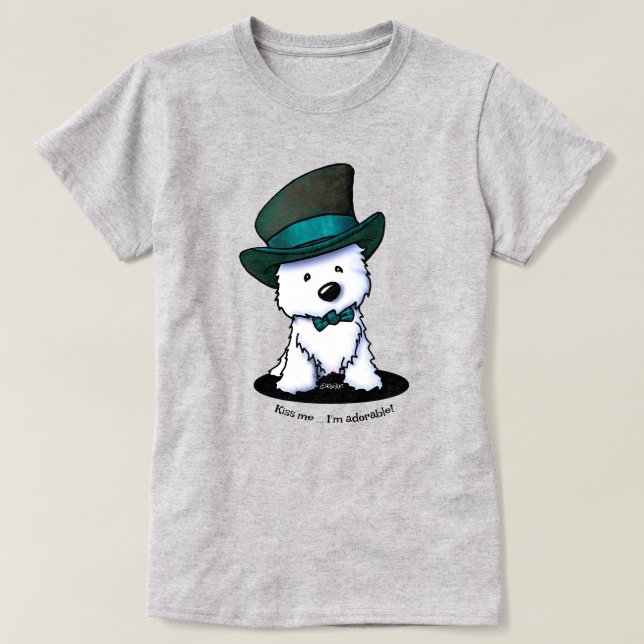 Camiseta de KiniArt Westie Terrier St. Paddy (Diseño del anverso)