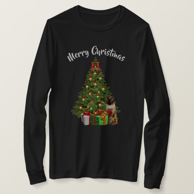 Camiseta de Kitty y árbol de Navidad (Anverso del diseño)