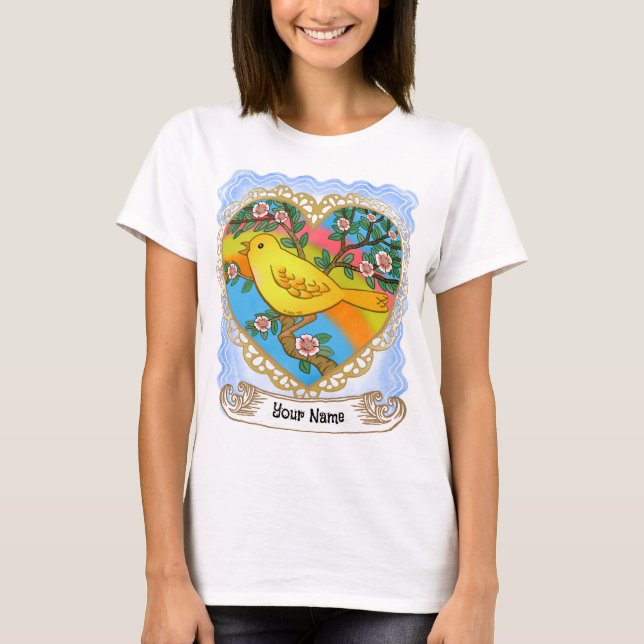 Camiseta de la abuela del corazón del pájaro amari (Anverso)