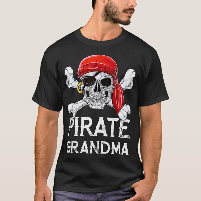 Camiseta de la abuela pirata Jolly Roger Flag Skul (Anverso)