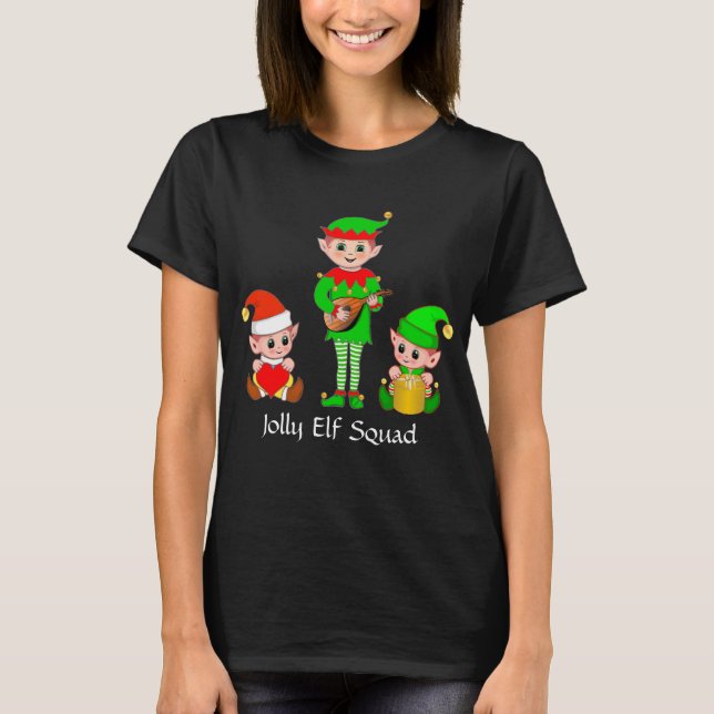 Camiseta de la alegre pandilla de elfos de Navidad (Anverso)