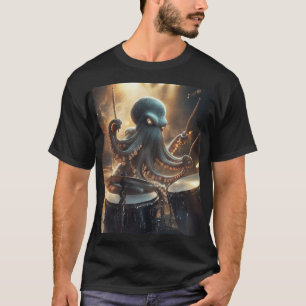 Camiseta de la banda de rock del baterista pulpo é