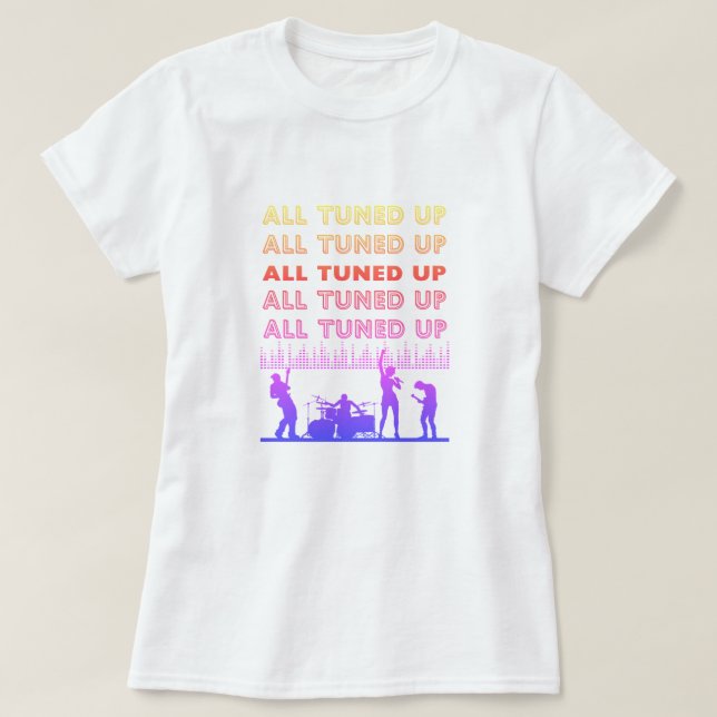 Camiseta de la banda de rock multicolor All Tuned  (Diseño del anverso)
