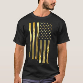 Camiseta de la bandera americana del oro