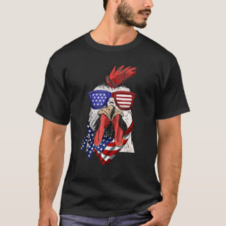 Camiseta de la bandera americana gallo gallina 4 d