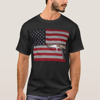 Camiseta de la bandera americana y del arma