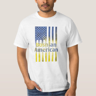 Camiseta de la bandera bosnio-estadounidense