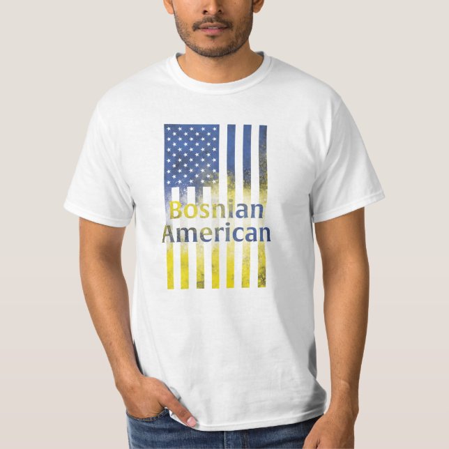 Camiseta de la bandera bosnio-estadounidense (Anverso)