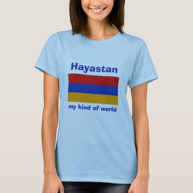 Camiseta de la bandera de Armenia + mapa + texto (Anverso)