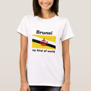 Camiseta de la bandera de Brunéi + mapa + texto