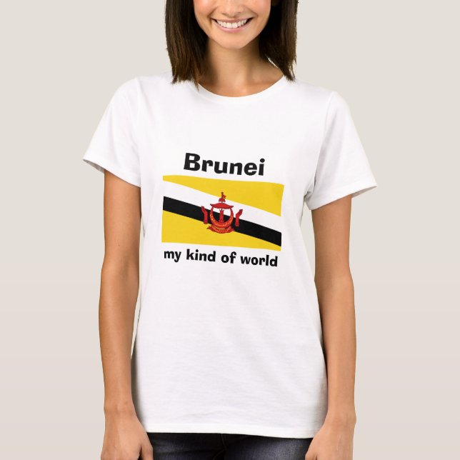 Camiseta de la bandera de Brunéi + mapa + texto (Anverso)